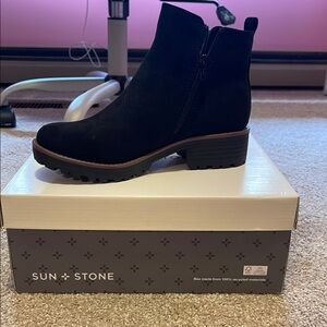 Sun + Stone Women's Black Ankle Boots
